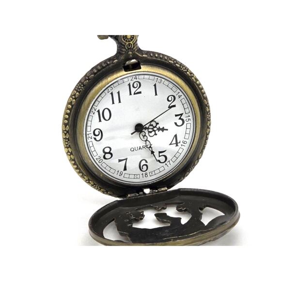 Galloping Horse Pocket Watch - Western Style, Equestrian Vintage Bronze Pendant - Picture 3 of 11